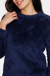 Zivame Fur Knit Poly Sweatshirt - Medieval Blue — thumbnail 5